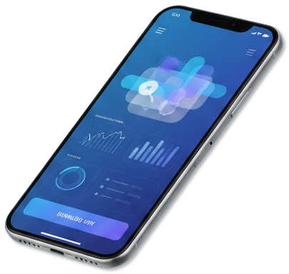 Aurora Analytics Mobile App showing data dashboard with charts and analytics